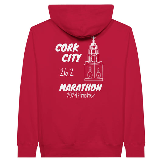 Cork city marathon finisher hoodie in red - back