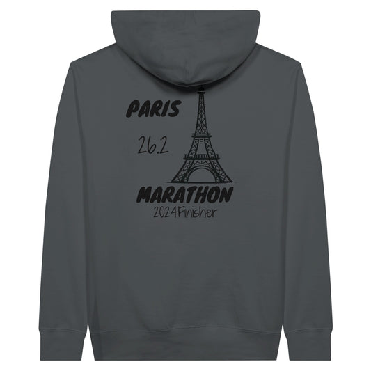 Paris marathon finisher hoodie in grey - back