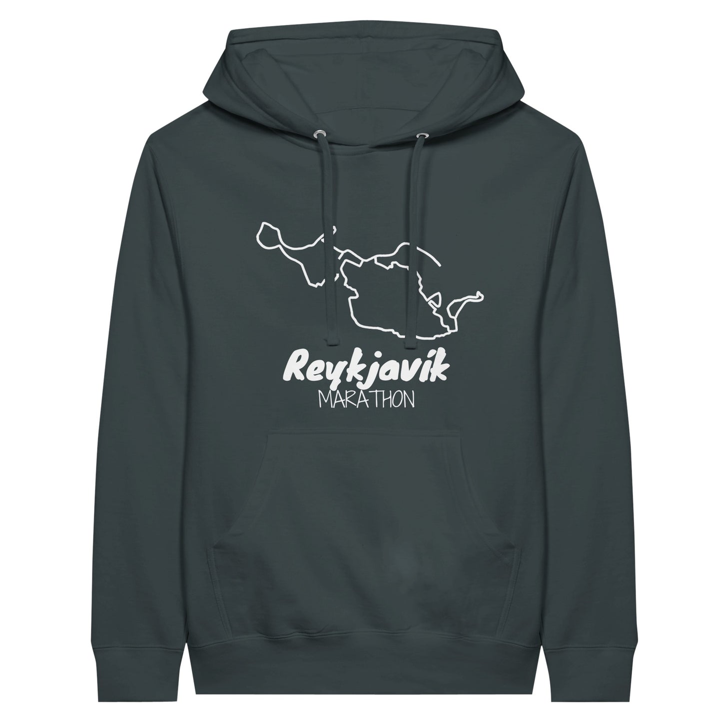 Reykjavick Marathon Hoodie in dark grey - front