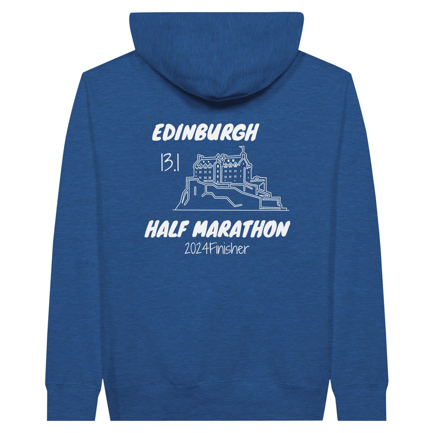 Edinburgh half marathon finisher hoodie in blue - back